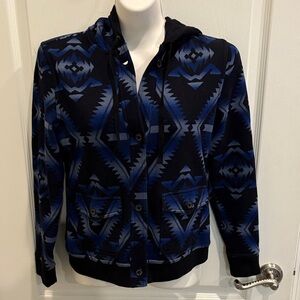Lauren Jeans Co Southwest Hoodie Jacket Blue Size Small